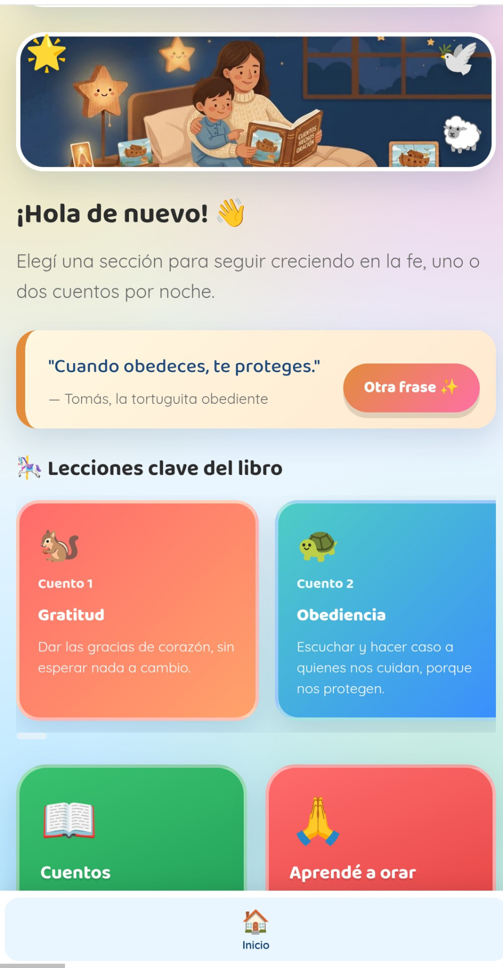 Pantalla de la app Cuentos Hechos Oración 2